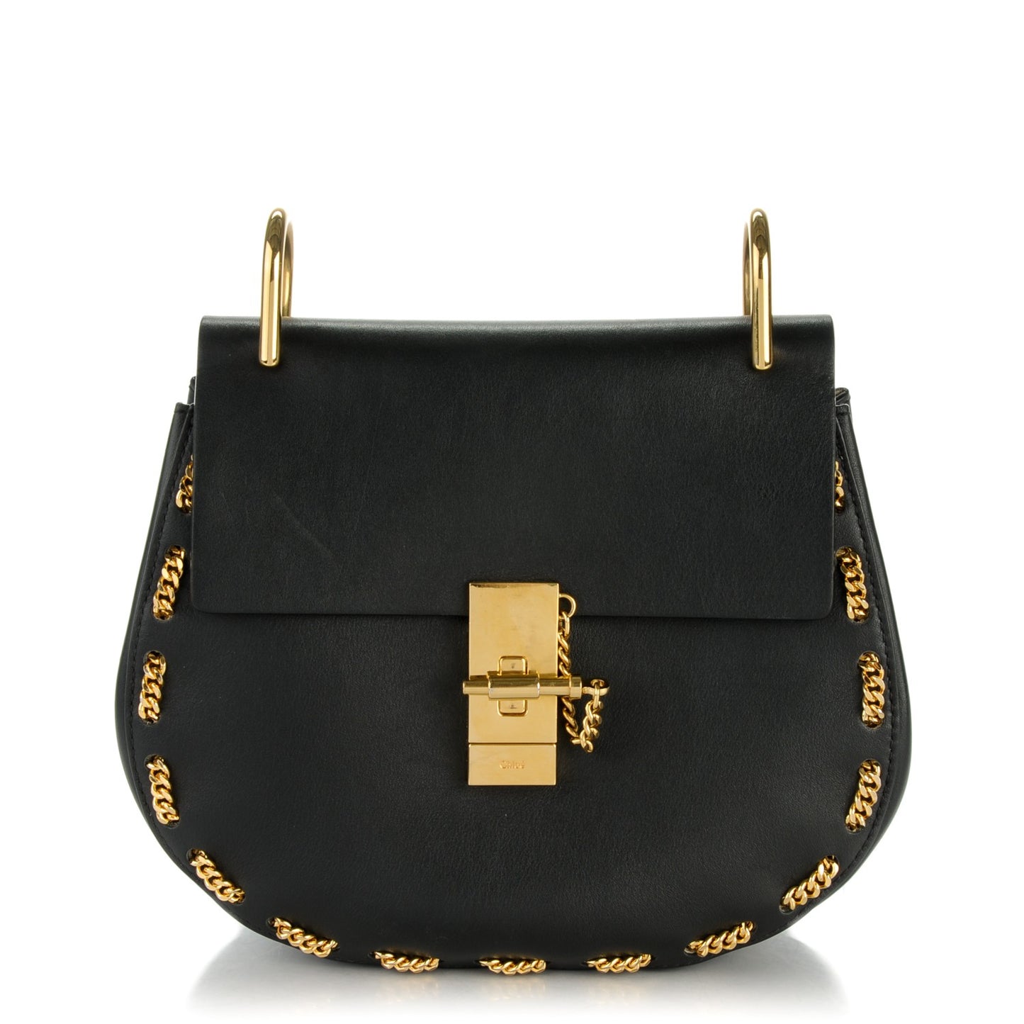 Calfskin Drew Chain Shoulder Bag Black