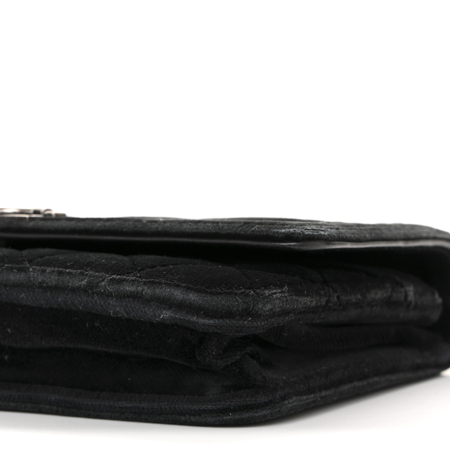 Velvet Quilted Boy Wallet On Chain WOC Black