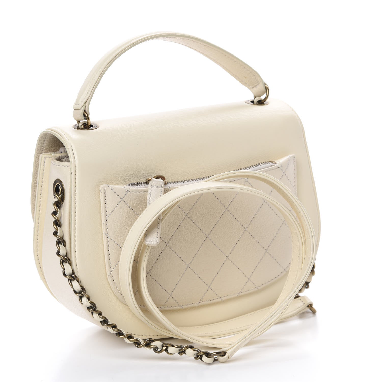 Chanel Shiny Calfskin Goatskin Quilted Small Coco Curve Messenger Flap White 3 of 12
