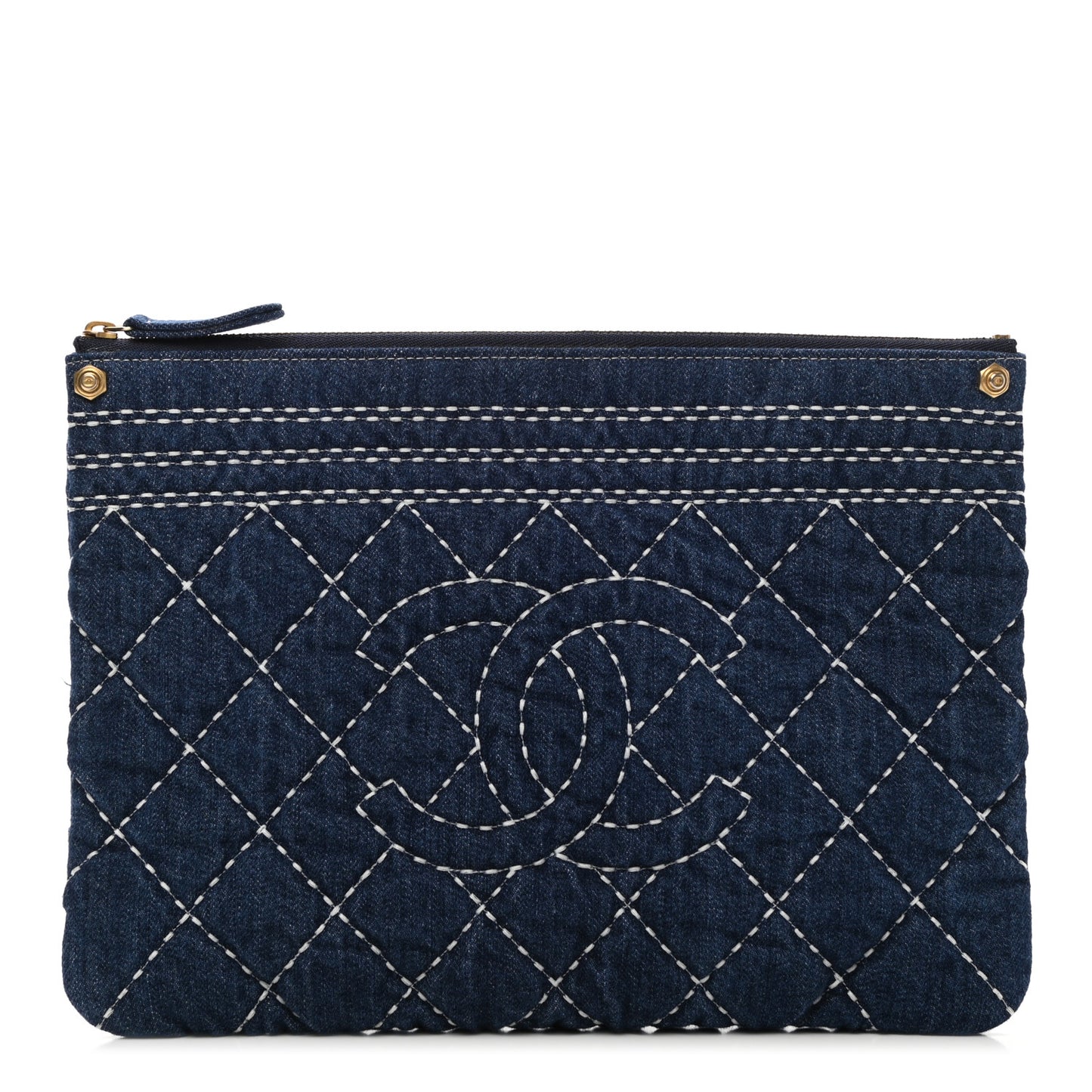 Denim Quilted Cosmetic Case Blue