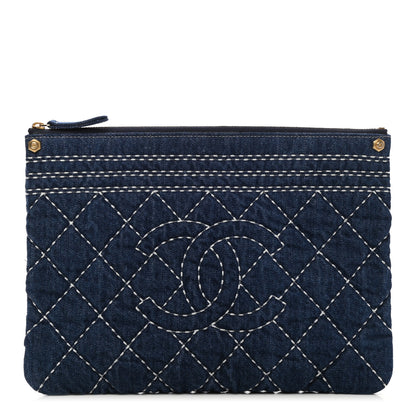 Chanel Denim Quilted Cosmetic Case Blue 1 of 8