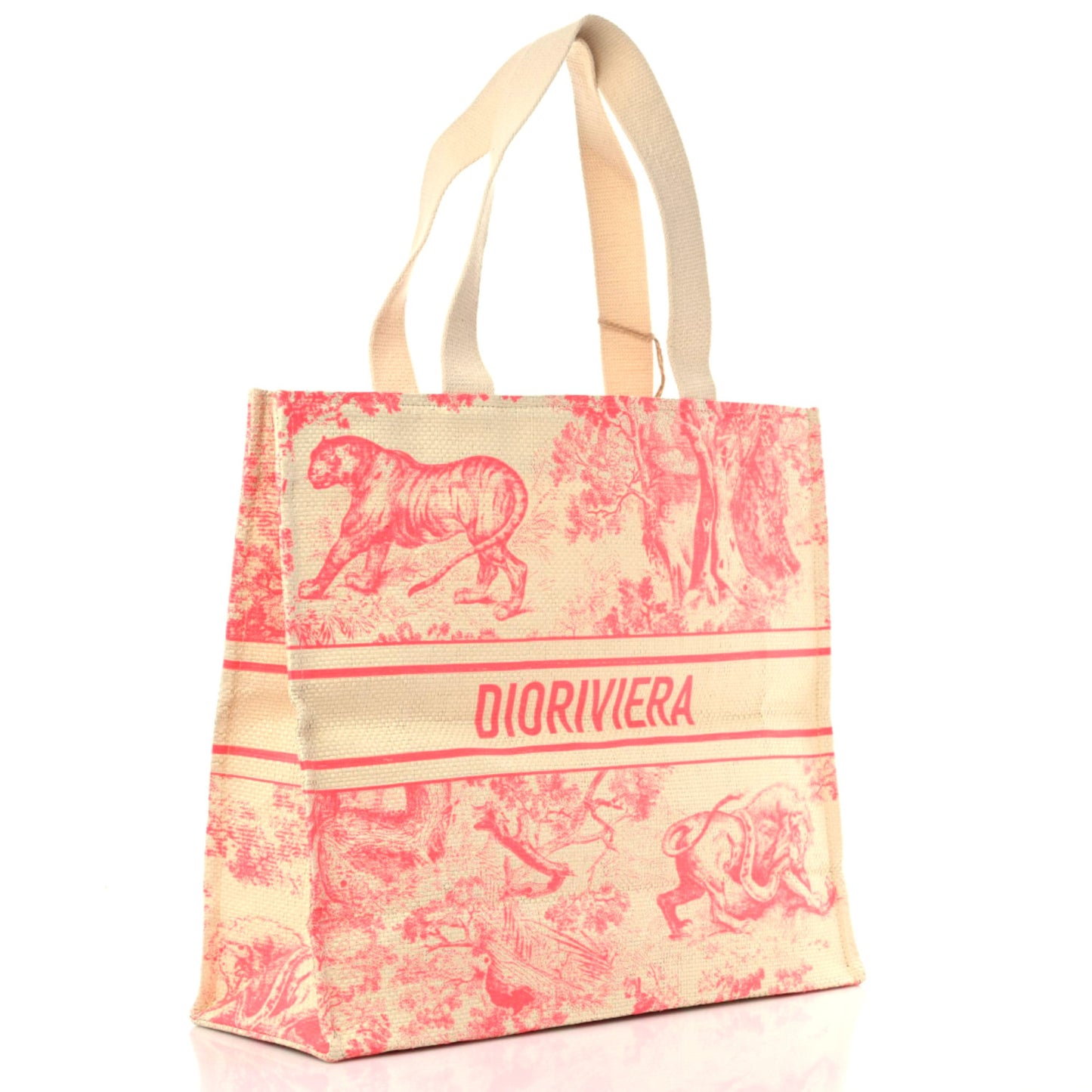 Straw Dioriviera Tote Pink