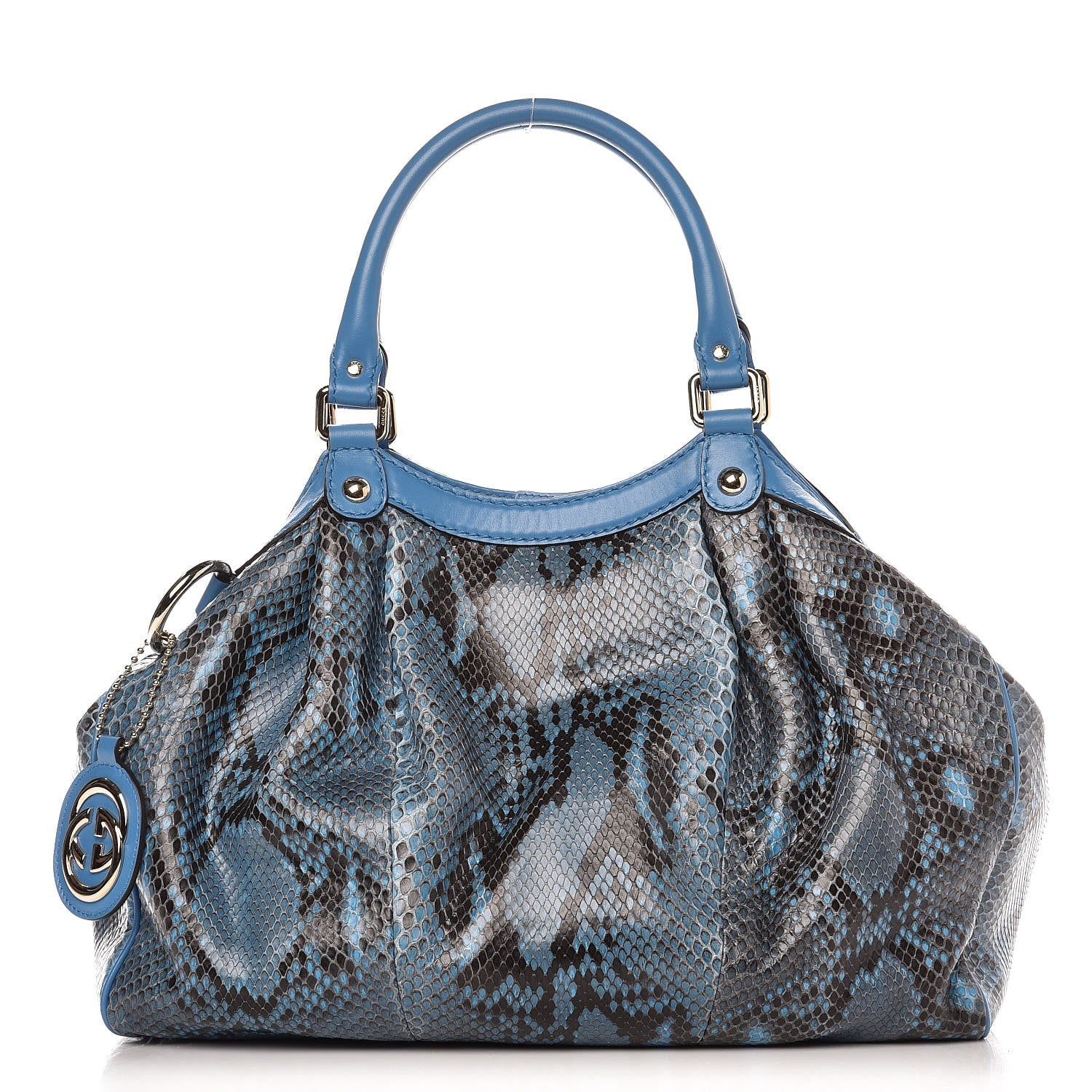 Gucci Python Medium Sukey Tote Blue 1 of 8