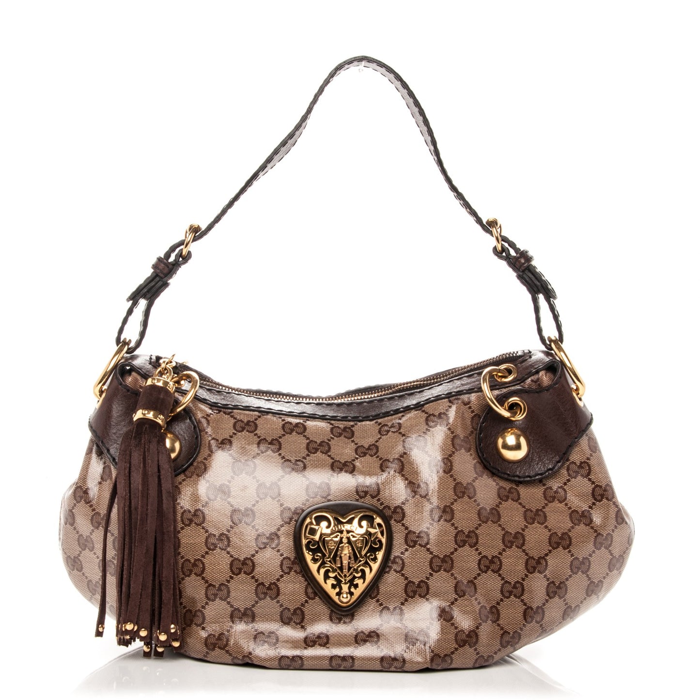 Crystal Monogram Babouska Hobo Dark Brown