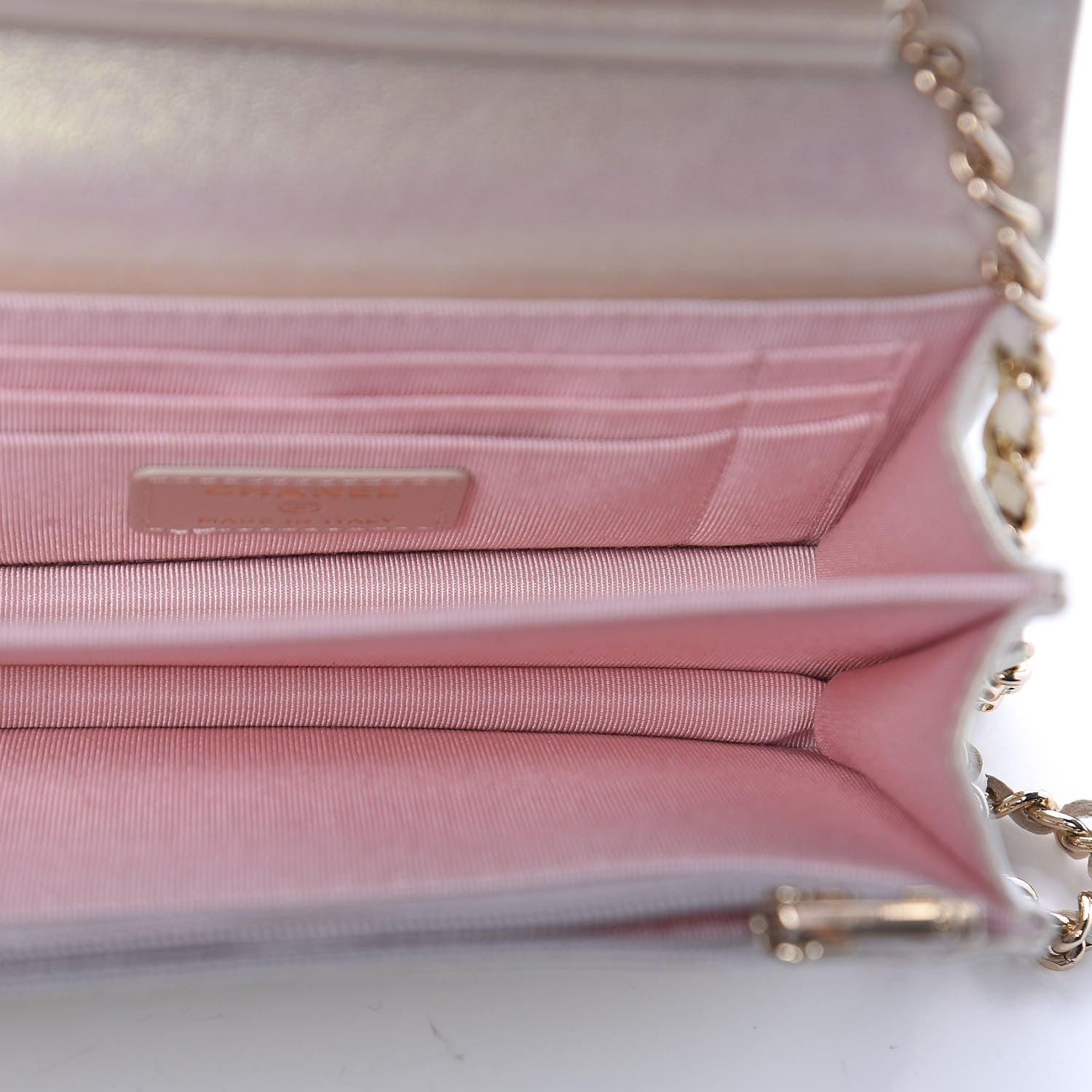 Chanel Iridescent Lambskin Quilted Mini Wallet On Chain WOC Ivory 7 of 11
