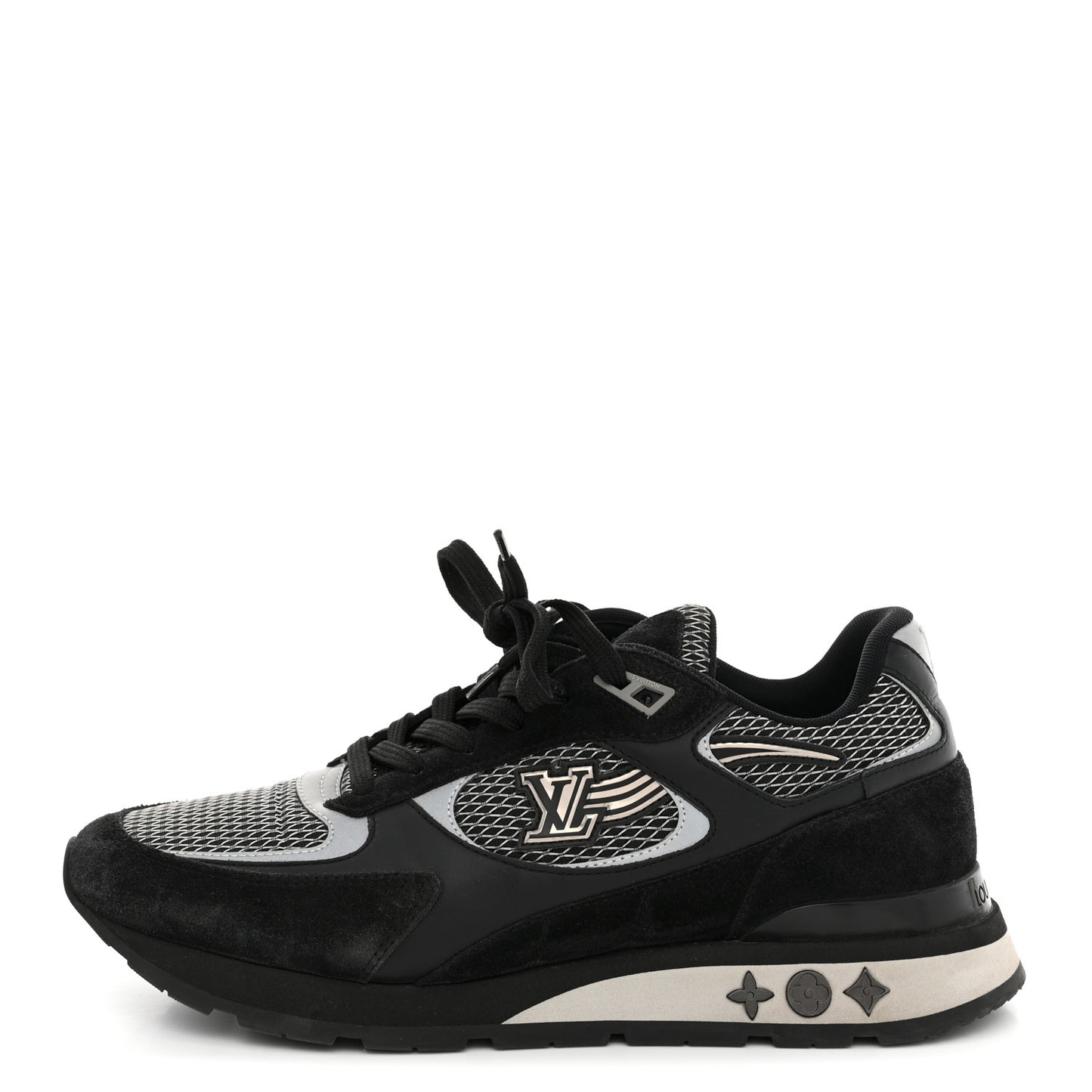 Suede Calfskin Mesh Mens Run Away Sneakers 7 Black