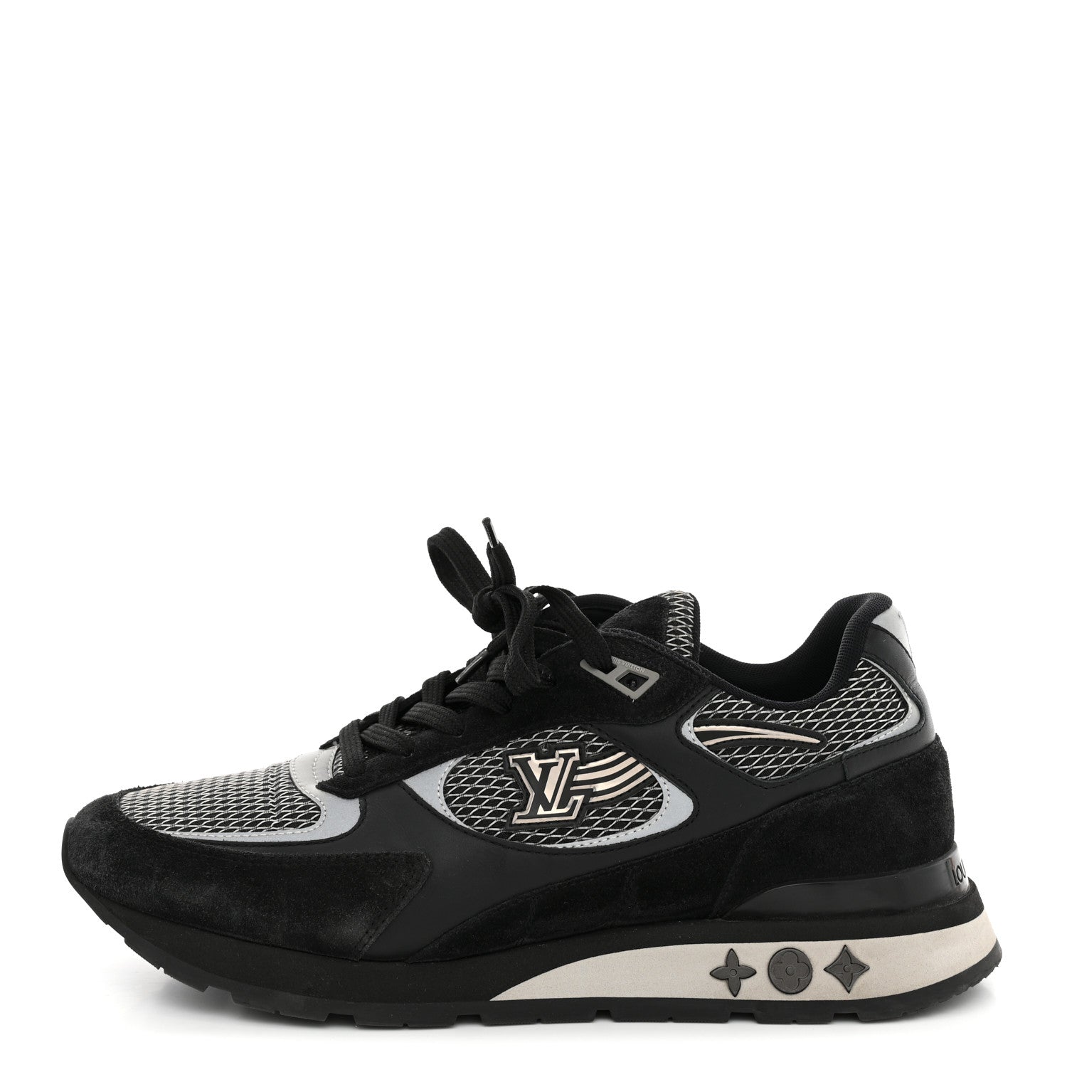 Louis Vuitton Suede Calfskin Mesh Mens Run Away Sneakers 7 Black 1 of 10