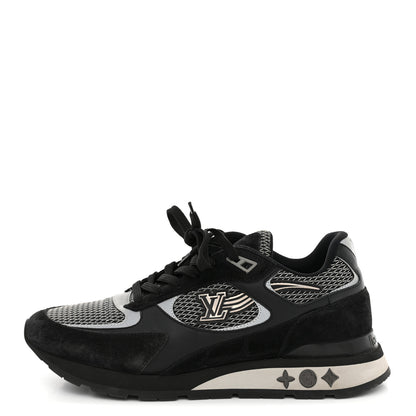 Louis Vuitton Suede Calfskin Mesh Mens Run Away Sneakers 7 Black 1 of 10