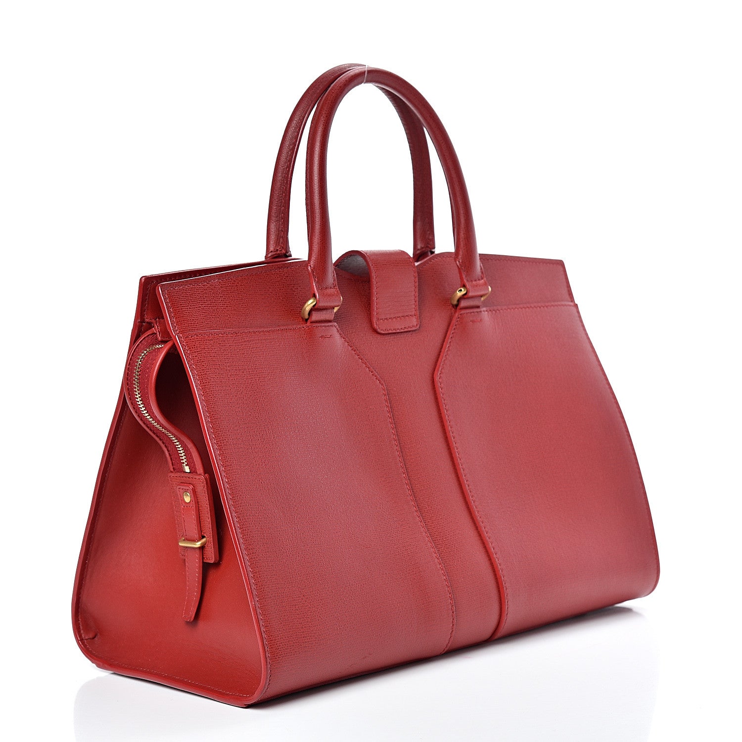 Saint Laurent Textured Calfskin Medium Cabas ChYc Red 2 of 17