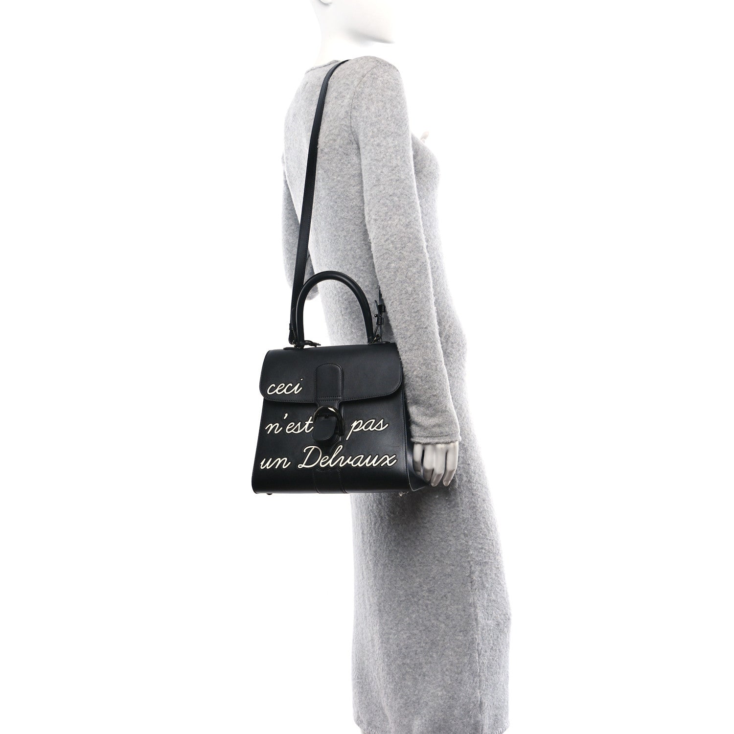 Delvaux Calfskin MM L'Humour Brillant Satchel Black 2 of 9
