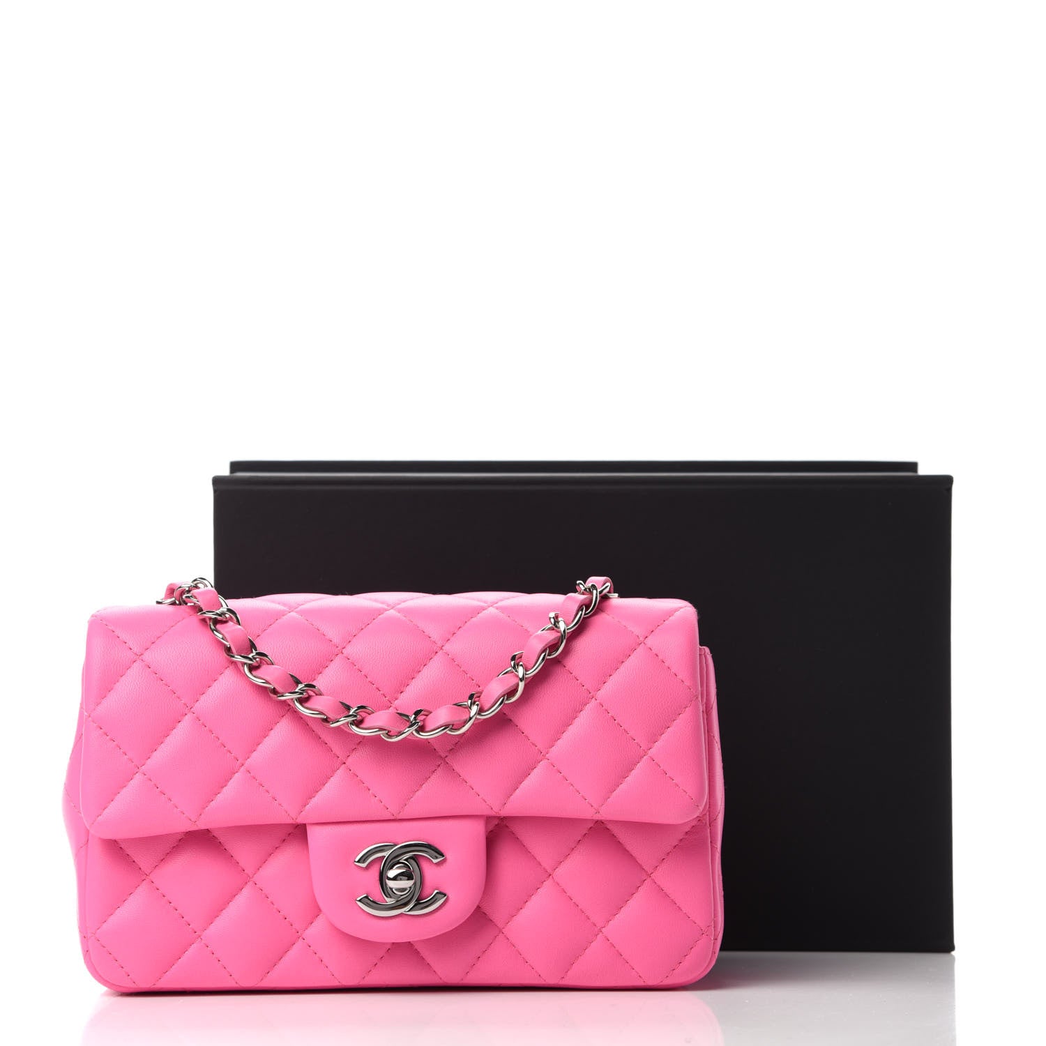 Chanel Lambskin Quilted Mini Rectangular Flap Pink 12 of 12