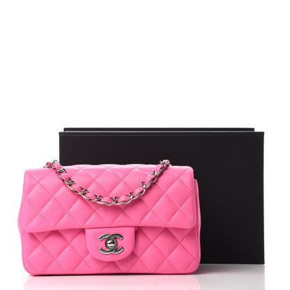 Chanel Lambskin Quilted Mini Rectangular Flap Pink 12 of 12
