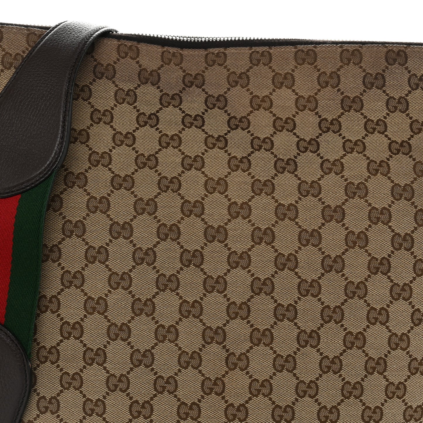 Monogram Calfskin Web Large Shoulder Bag Beige Brown