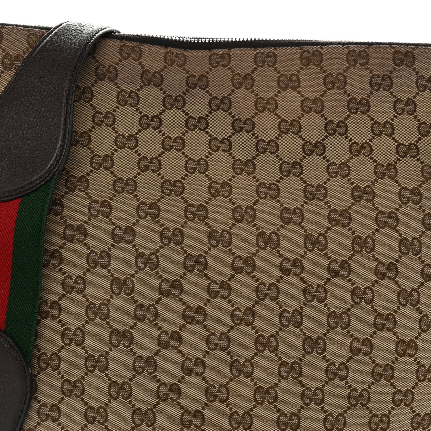 Gucci Monogram Calfskin Web Large Shoulder Bag Beige Brown 8 of 12