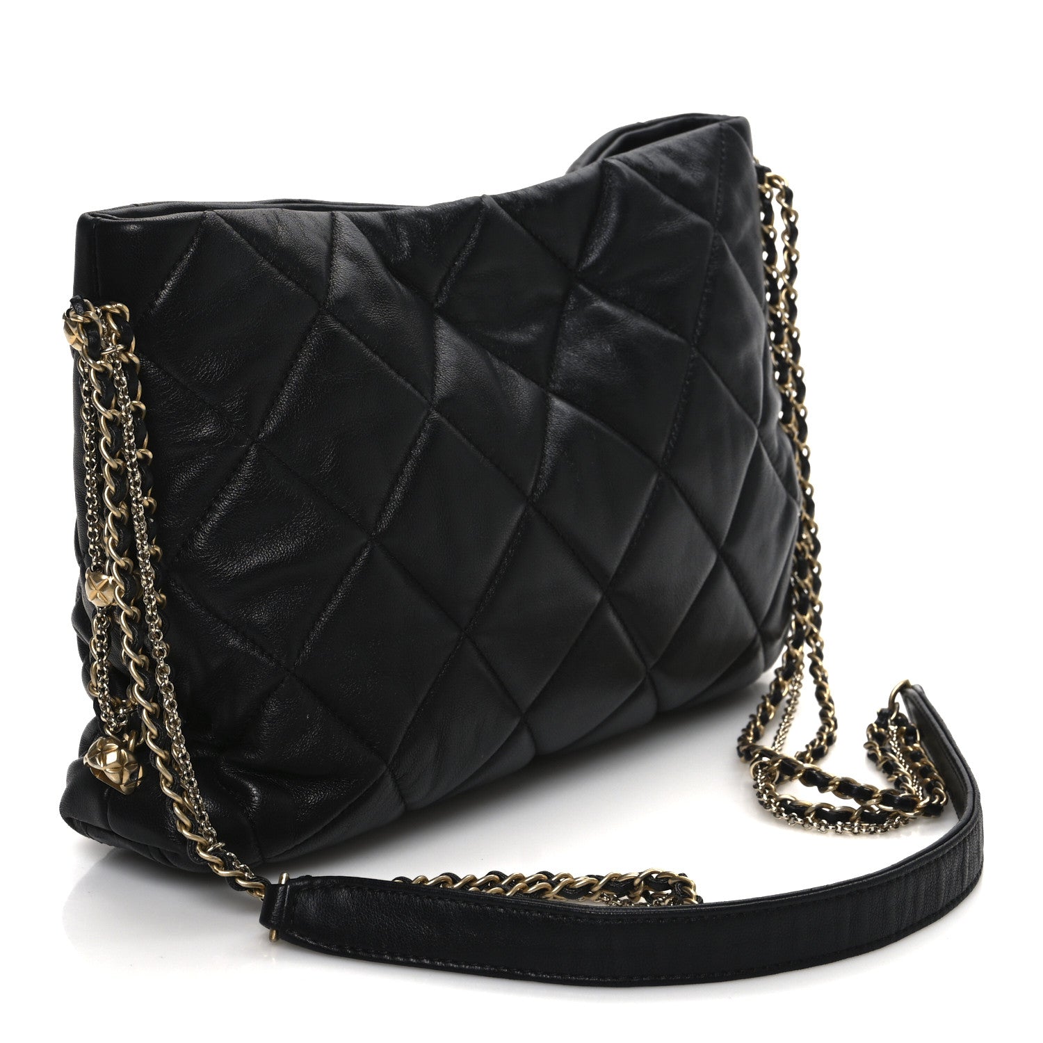 Chanel Lambskin Quilted Crush on Chains Hobo Black 3 of 10