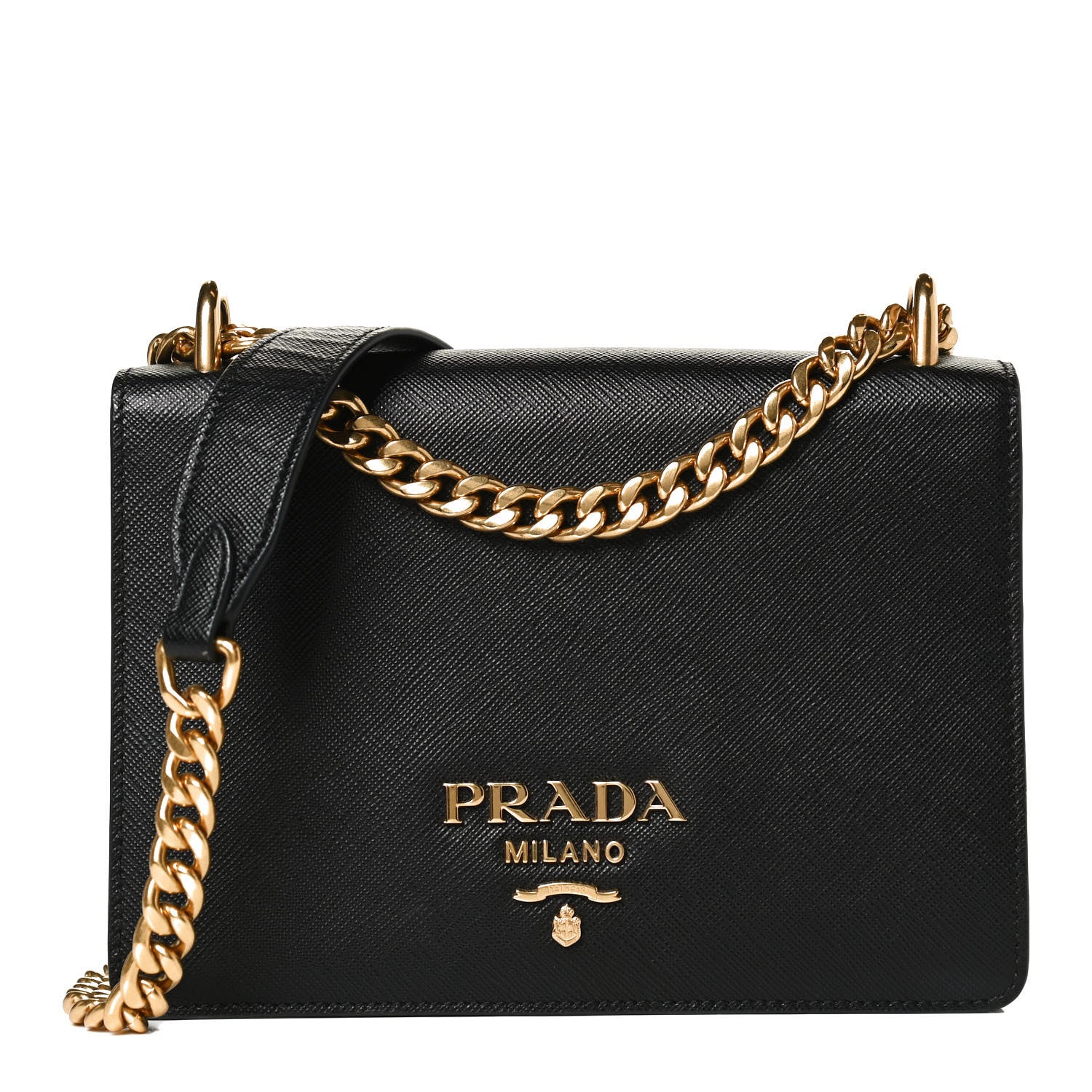 Prada Saffiano Soft Calfskin Chain Crossbody Bag Black 1 of 9