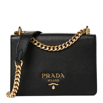 Prada Saffiano Soft Calfskin Chain Crossbody Bag Black 1 of 9