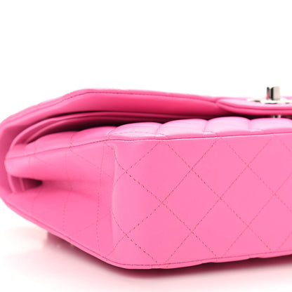 Chanel Lambskin Quilted Medium Double Flap Neon Pink 9 of 10
