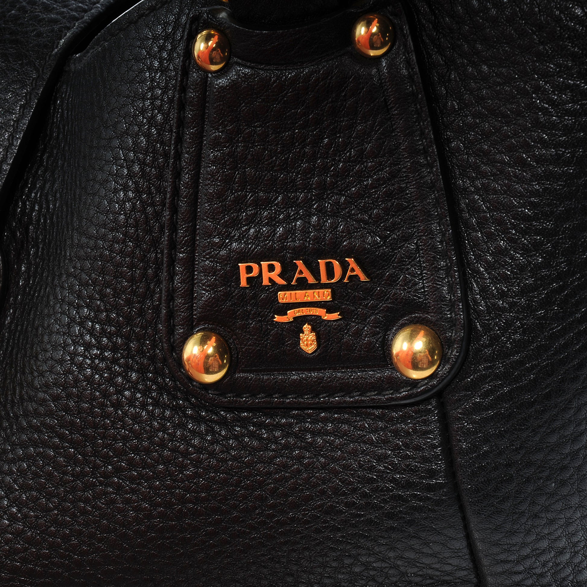 Prada Vitello Daino Pushlock Tote Black 9 of 10