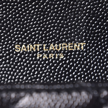 Saint Laurent Grain De Poudre Textured Mixed Matelasse Triquilt Medium Monogram Satchel Black 6 of 8
