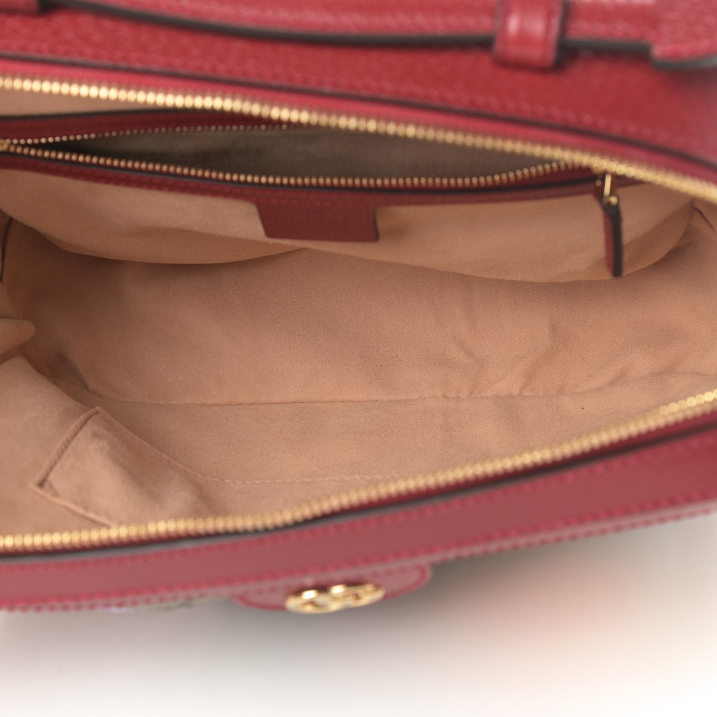 GG Supreme Monogram Flora Web Small Ophidia Top Handle Shoulder Bag Hibiscus Red