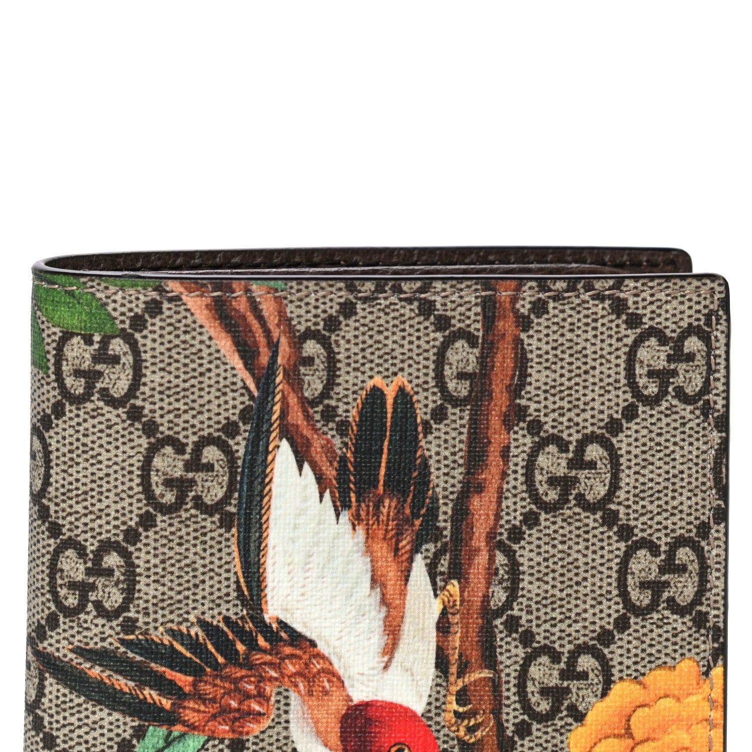 Gucci GG Supreme Monogram Tian Bi-Fold Wallet Beige Multicolor New Acero 7 of 10