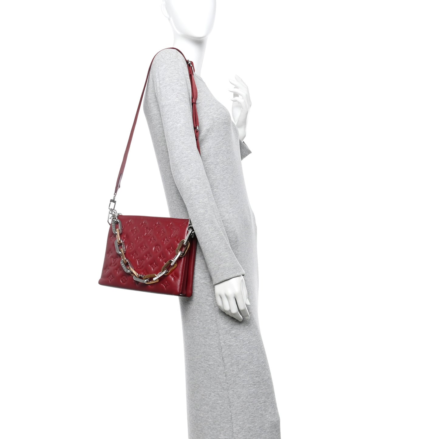 Lambskin Embossed Monogram Coussin PM Wine