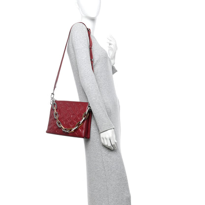 Louis Vuitton Lambskin Embossed Monogram Coussin PM Wine 2 of 9