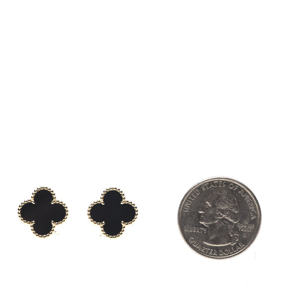 Van Cleef & Arpels 18K Yellow Gold Black Onyx Vintage Alhambra Earrings 2 of 5