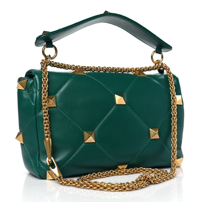 Valentino Garavani Nappa Large Roman Stud Shoulder Bag Jungle 3 of 10