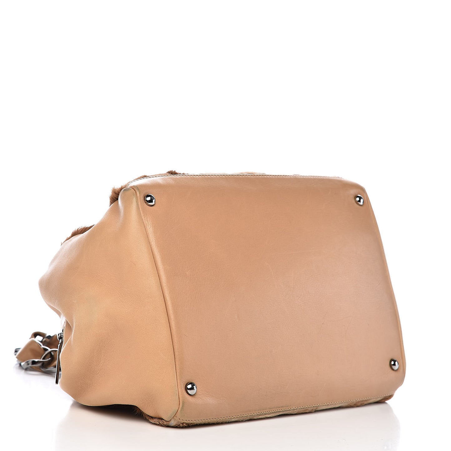 Lambskin Pony Hair Shoulder Bag Beige