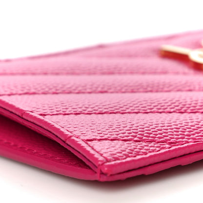 Saint Laurent Grain De Poudre Matelasse Chevron Monogram Fragments Zippered Card Case Fresh Fuxia 9 of 10