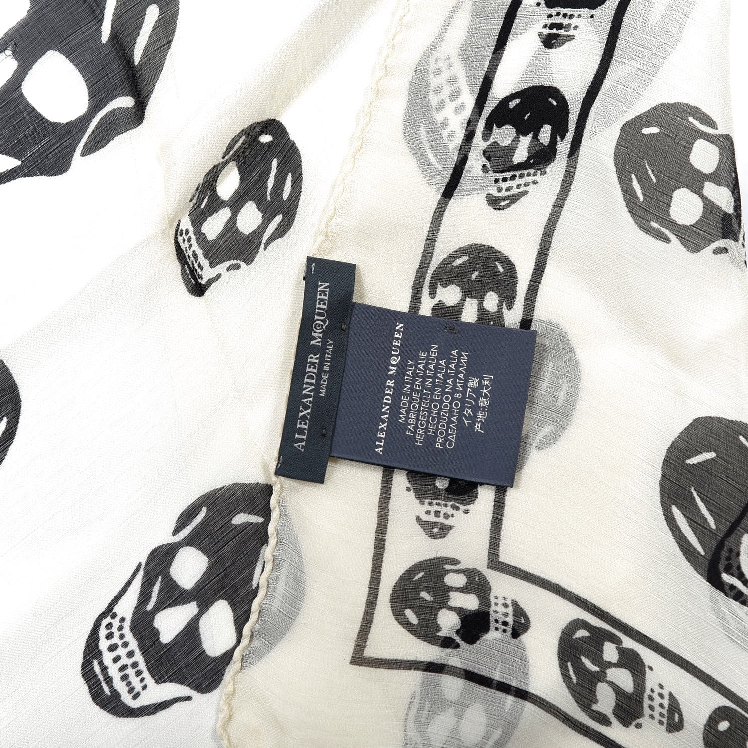 Alexander McQueen Silk Chiffon Skull Scarf Ivory Black 3 of 3
