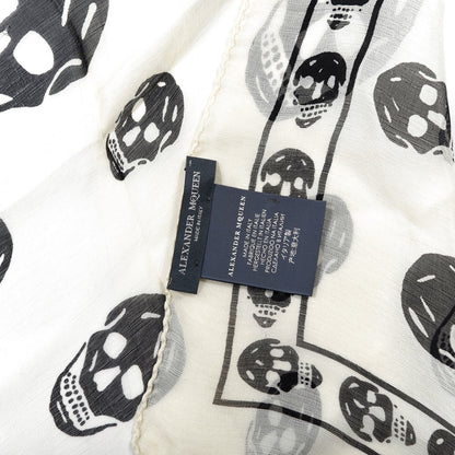 Alexander McQueen Silk Chiffon Skull Scarf Ivory Black 3 of 3