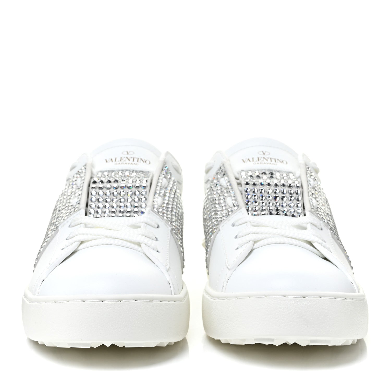 Valentino Garavani Calfskin Crystal Rockstud Open Sneakers 39 White Ice 2 of 8