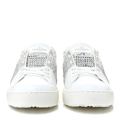 Valentino Garavani Calfskin Crystal Rockstud Open Sneakers 39 White Ice 2 of 8