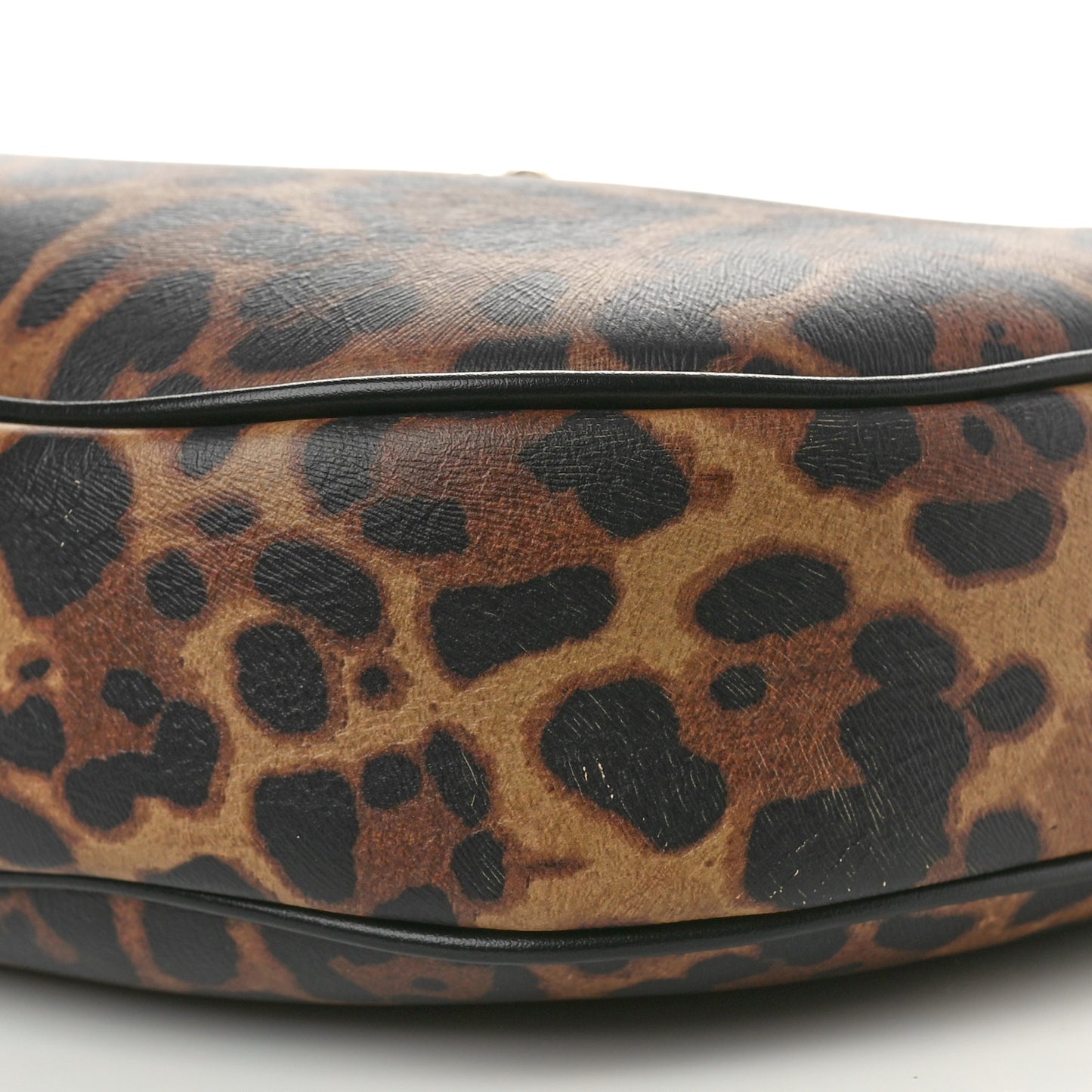 Calfskin Leopard Print Carasky Shoulder Bag Black