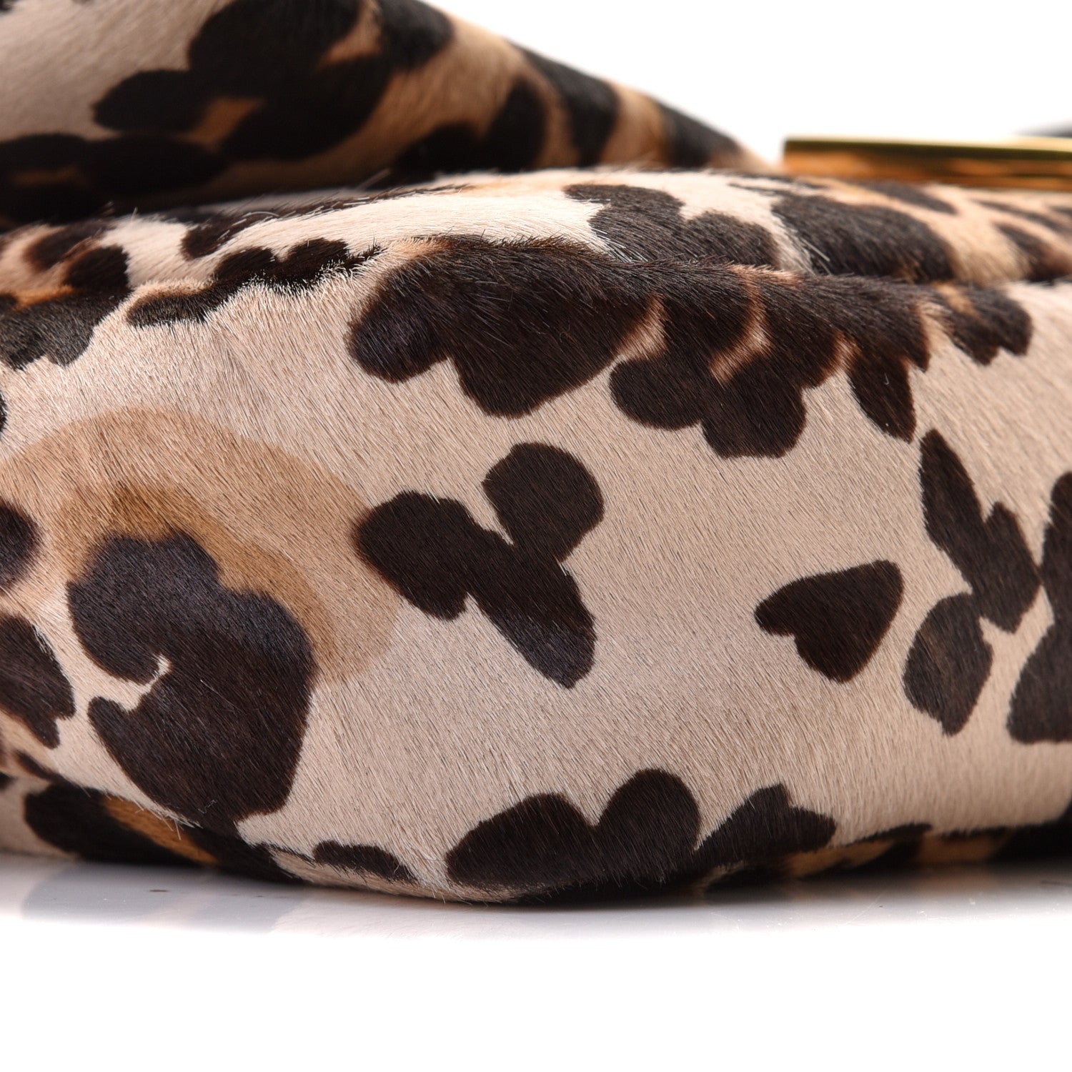 Fendi Vitello Pelo Seta Paisley Leopard Print Baguette Cammello Beige Black 9 of 11