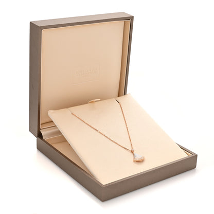Bulgari 18K Rose Gold Diamond Mother of Pearl Divas' Dream Pave Pendant Necklace 8 of 8