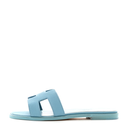 Hermes Epsom Oran Sandals 35.5 Bleu Littoral 1 of 9