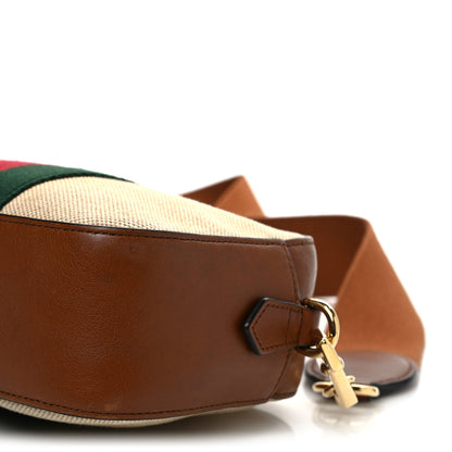 Gucci Vintage Canvas Web Shoulder Bag Sand Cuir 10 of 13