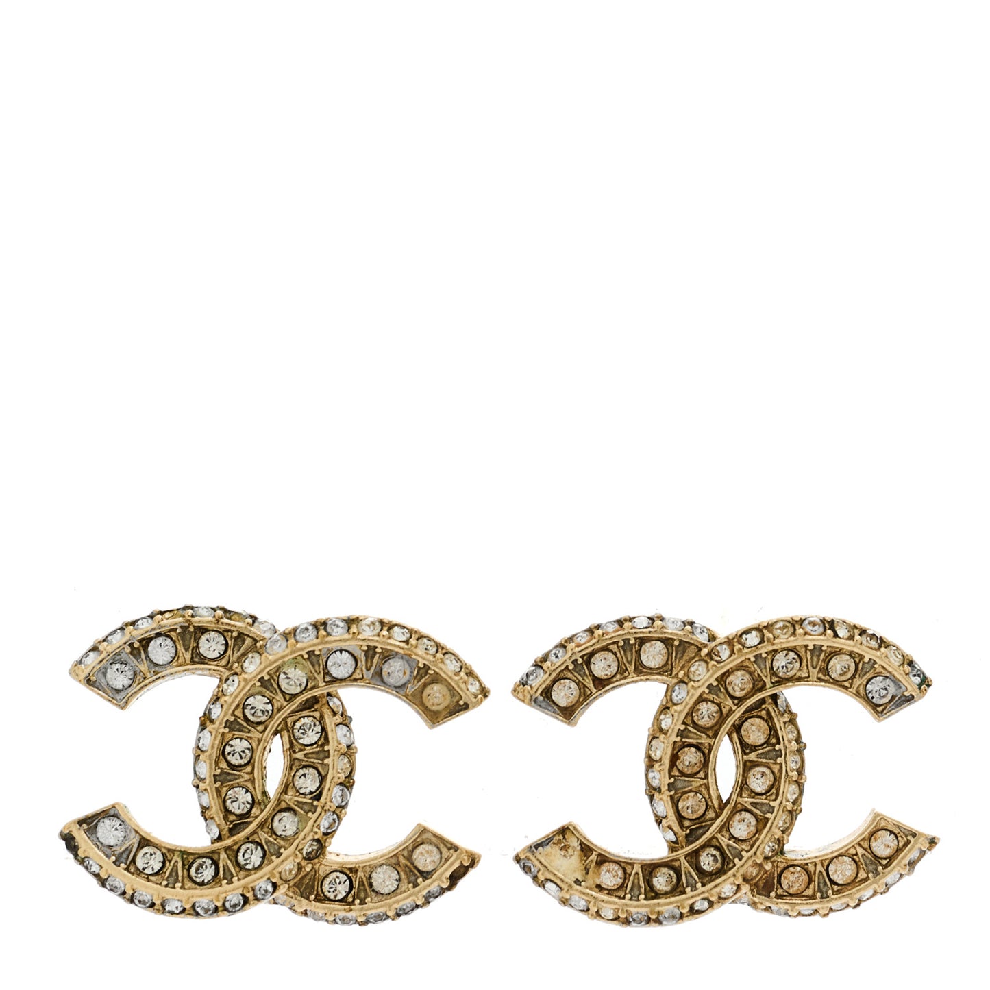 Crystal Timeless CC Earrings Light Gold