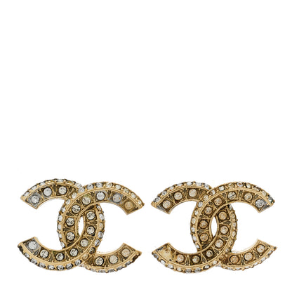 Chanel Crystal Timeless CC Earrings Light Gold 1 of 5