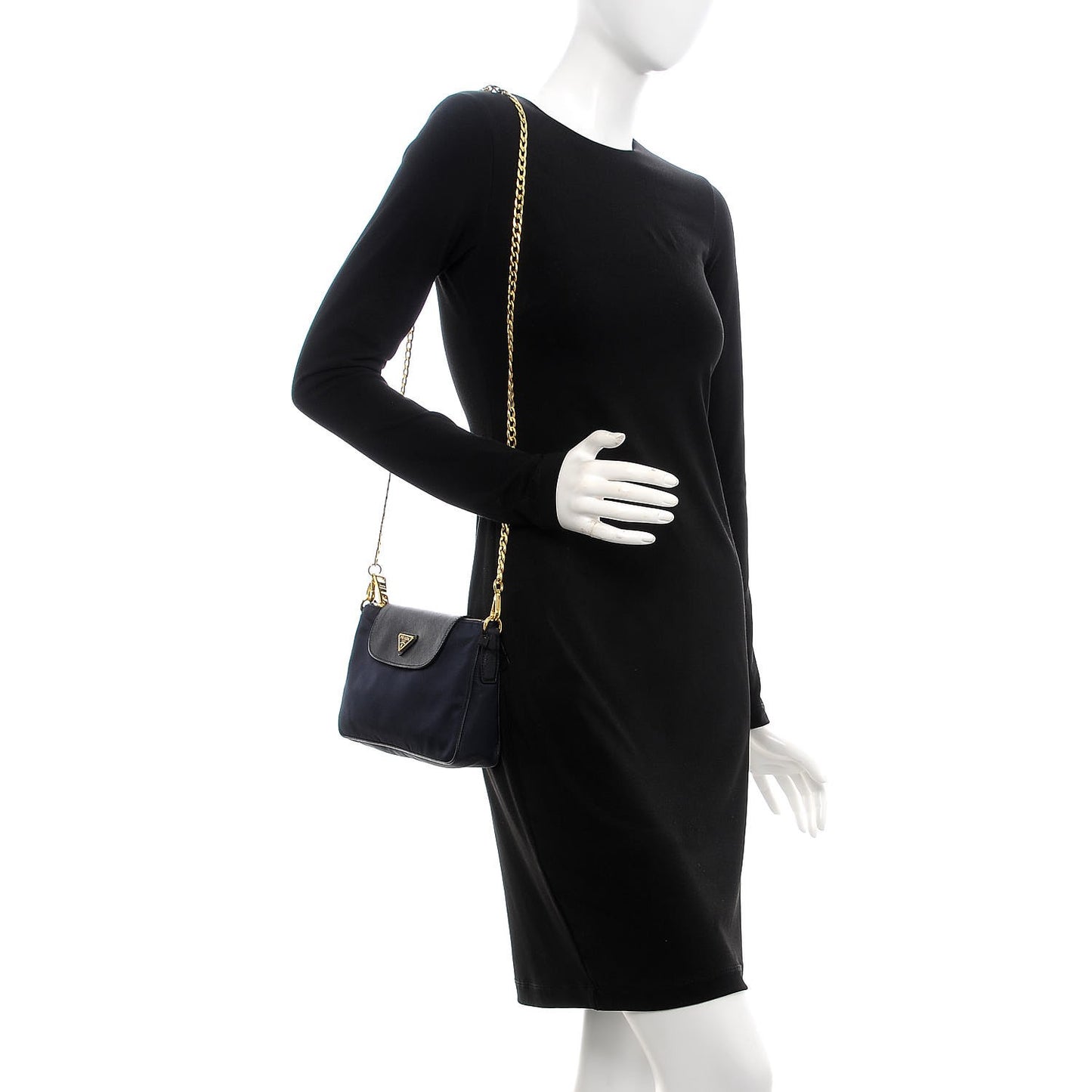 Tessuto Nylon Saffiano Crossbody Bag Black Blue