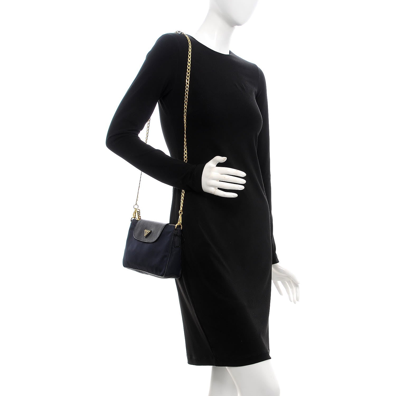 Prada Tessuto Nylon Saffiano Crossbody Bag Black Blue 2 of 8