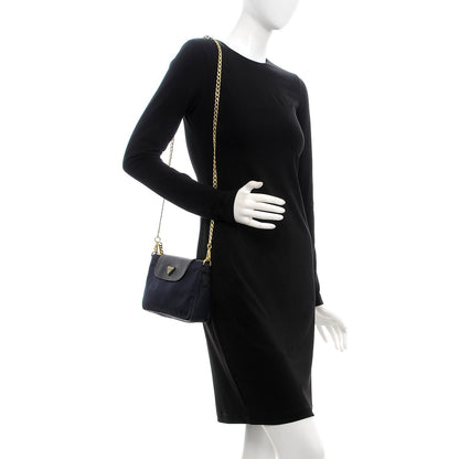 Prada Tessuto Nylon Saffiano Crossbody Bag Black Blue 2 of 8