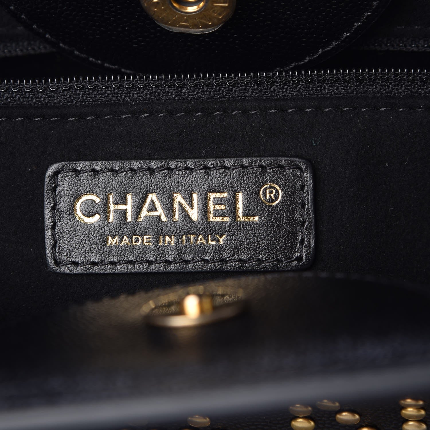 Chanel Caviar Small Studded Deauville Tote Black 7 of 8