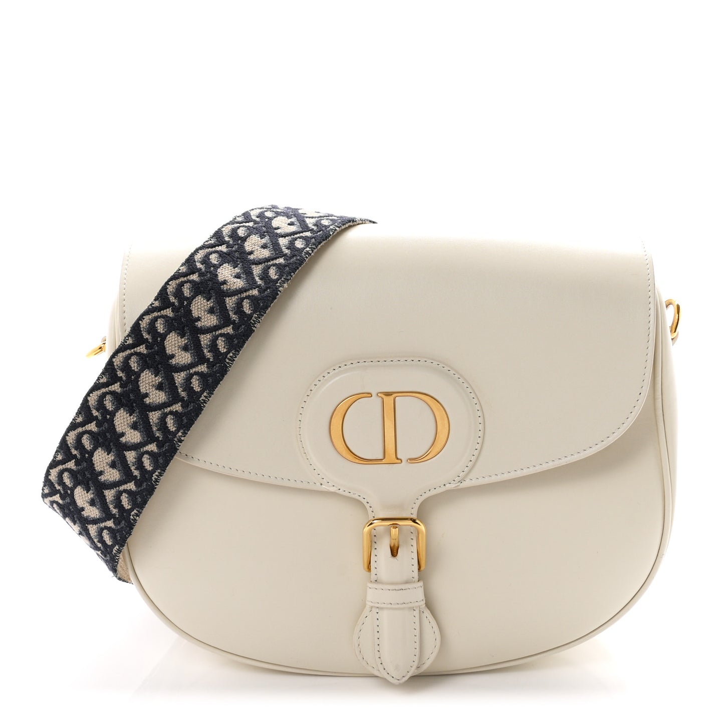 Box Calfskin Large Bobby Flap White
