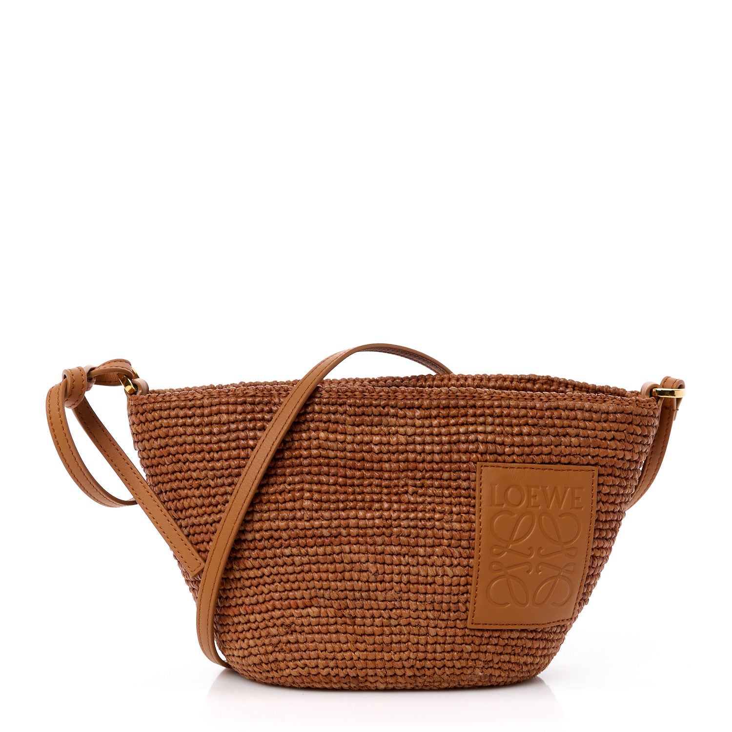 Loewe Calfskin Raffia Slit Pochette Bag Honey Gold 1 of 11
