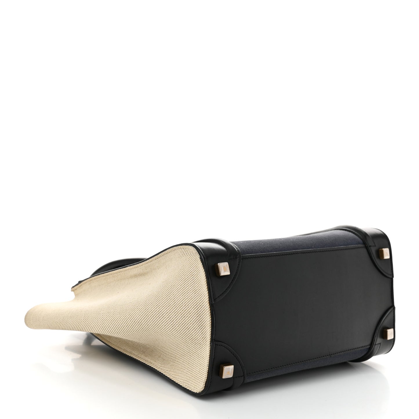 Canvas Smooth Calfskin Micro Tri-Color Luggage Navy Blue